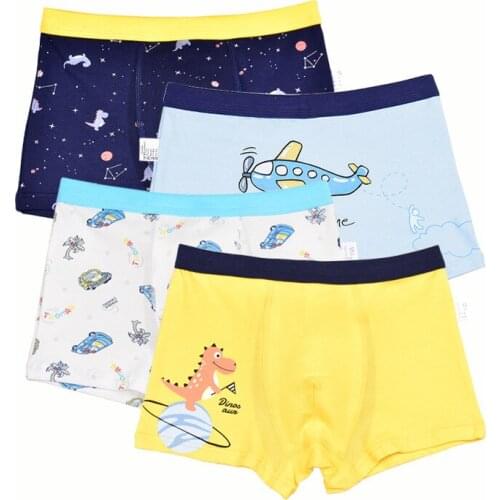 4 Piece Kids Boys Underwear Cartoon Childrens Shorts Panties for Baby Boy Boxers Stripes Teenager Underpants 1-12 Year