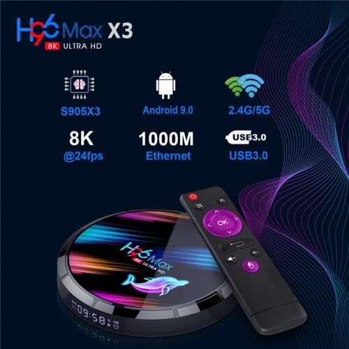 4G 128G TV Box Android 9.0 H96 MAX X3 2.4G/5G WIFI 1000M LAN Amlogic S905X3 8K Smart TV USB3.0 Set Top Box Android Box