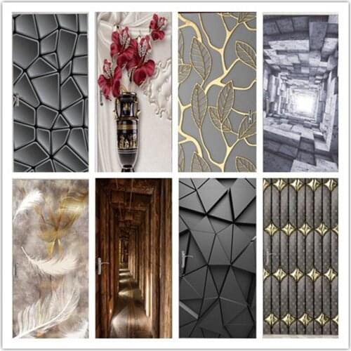 95x215cm Vintage Real Scenes Door Stickers Elegant Home Decor Decal Waterproof Mural Removable Wallpaper For Living Room Bedroom