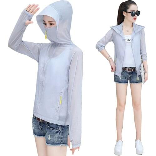 Women Summer Thin UV Protection Jacket 2021 New Ladies Hooded Coats Lady Long Sleeve Sun Protection Clothing All-match Top B873