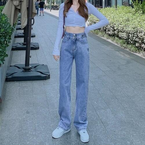 Woman Casual High Waist Jeans Mom Fashion Wide Leg Straight Pants Loose Comfortable Denim Clothing Pantalon Femme Vaqueros Mujer