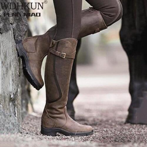 Women Boots Pu Leather Zipper Retro Casual Womans Booties Gladiator Low Heel Shoes Ladies Fashion Botas Mujer Invierno TW573
