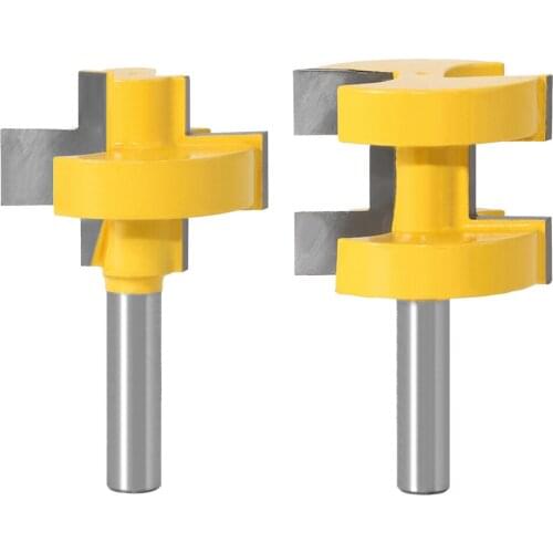 2pcs 8MM Shank T-Slot Square Tooth Tenon Bit Milling Cutter Carving Router Bits for Wood Tool Woodworking