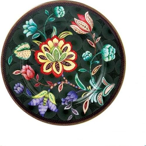 1PC Tableware Phnom Penh Black peacock 6/8/10 Inch Ceramic Dinner Plate Dish Porcelain Dessert Plate Dinnerware Cake Plate