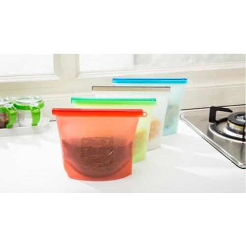 1000ml /1500ml Silicone Bag Reusable Silicone Food Bag Zero Waste Ziplock Food Storage Bag Refrigerator Fresh Bags Organiz