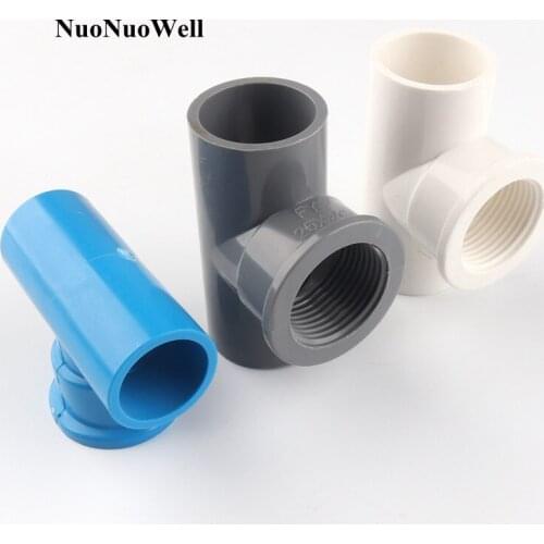 15pcs/lot 20~32mm To 1/2"~1" PVC Tee Connector Garden Irrigation System Water Pipe Connectors Aquarium Fish Tank Tube Joints