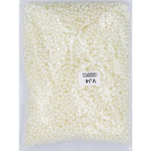 2mm~25mm All Size Pearl White beige Color Flat back ABS round Half Pearl beads, imitation plastic half pearl beads