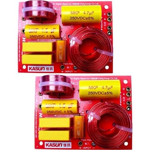 2PCS 2 Way (Treable+Bass+Bass) 130W Speaker Frequency Divider Home Theater Hifi Stereo Filter Circuit Audio Crossover Filters
