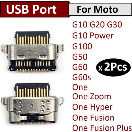 2Pcs/Lot, Charger Micro USB Charging Port Dock Connector Socket For Moto E7 Edge G Play G9 Power One Hyper / One Fusion Plus