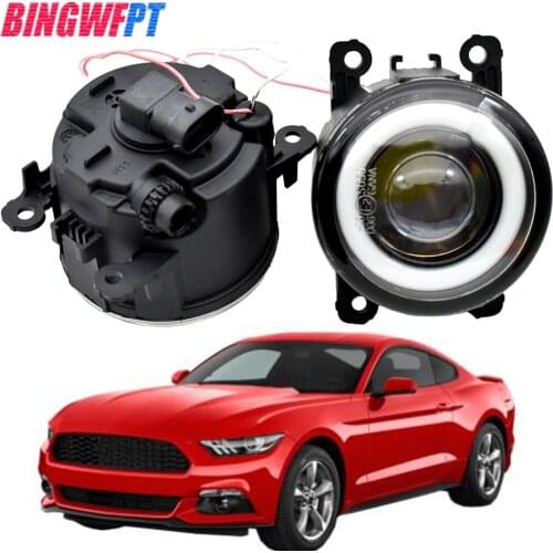2xCar Front Bumper LED Fog Light Angel Eye Daytime Running Lamp 12V For Ford Mustang 2005-2017 (No fit for Ford Mustang GT)