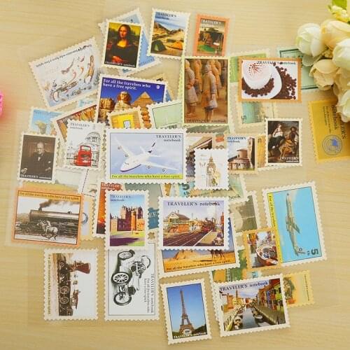 4 sheets/lot vintage travel postage stamp decoration paper sticker DIY diary decoration sticker for planner album scrapbooking