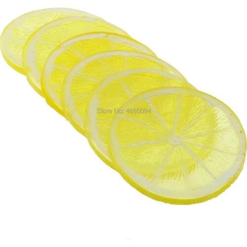 Gresorth 6pcs Highly Simulation Fake Yellow Lemon Slice Artificial Fruit Model Home Party Decoration