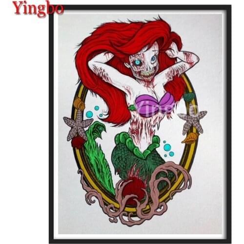 Skull Horror Mermaid 5D DIY Diamond Painting Full Square Rhinestones Diamond Embroidery Full Display Mosaic Halloween Gift