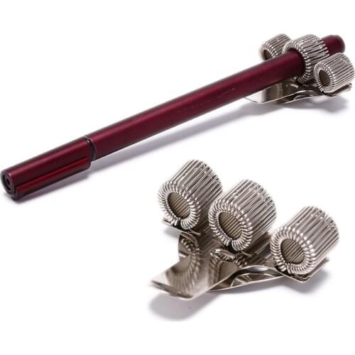 1 Pcs 3 Holes Nurse Uniform Pen Holders Creative Triple Hole Metal Pen Holder With Pocket Clip Doctors Desk Storage