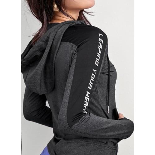 EF530 Hooded Jacket Running Sports Yoga Women Workout Top Fitness Zipper Jacket Tracksuits Training Long Sleeve Sweatshirt