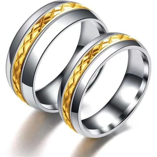 Elegant Finger Jewelry Gold And Silver Band Stainless Steel Rings For Women Men Lady Gift