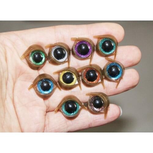 200set---diy lovely 9mm/10mm/11mm/12mm tiny round plastic clear toy safety eyes + glitter Nonwovens + brown eyelid + hard washer