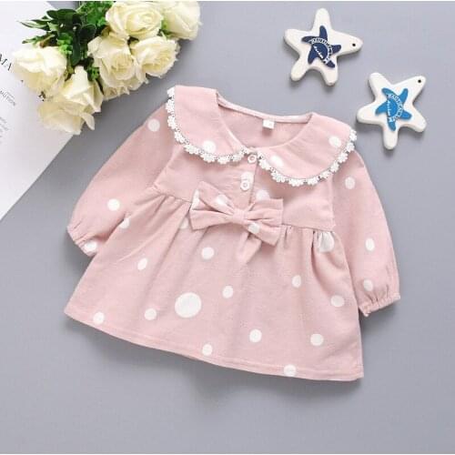 New Newborn Infant Baby Girls Dress Floral Kids Long Sleeve Dot Bow Cotton Casual Cute Winter Princess Dress Outfits Set Clothes