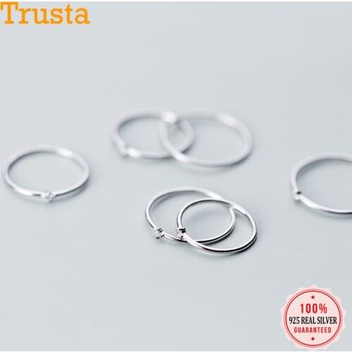 Trustdavis Genuine 925 Sterling Silver Simple Lovely Dazzling CZ Finger Ring Size 5 6 7 For Women Gilr Silver 925 Jewelry DA907