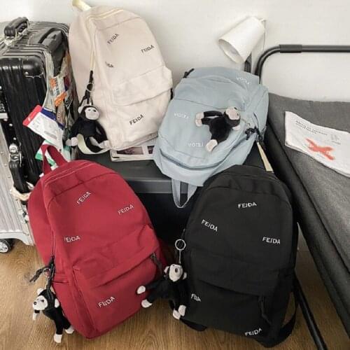 Trendy Cool Bag 2021 New Embroidered Letters Nylon Large Capacity Middle And High School Backpack Unisex Multifunctional