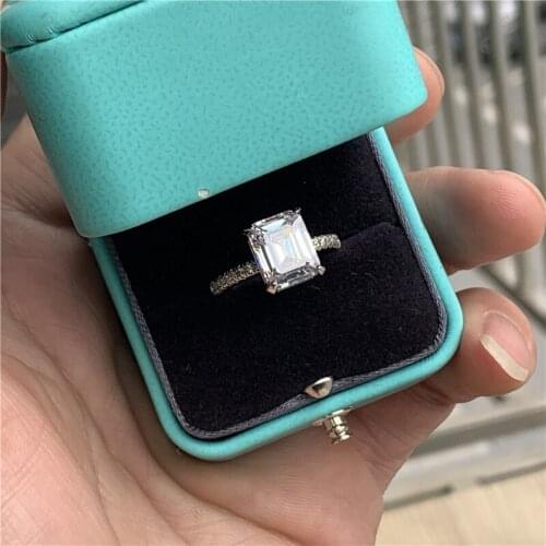 Fashion Elegant Promise Ring 925 Sterling Silver Princess cut Diamond cz Engagement Wedding Band Rings For Women Party Jewelry