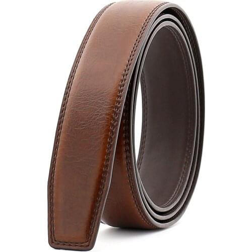 Leather Belt Men Without Buckle Hot Sale Men Accessories Genuine Leather Mans Belt Strap Blak Brown 110cm-130cm CE122