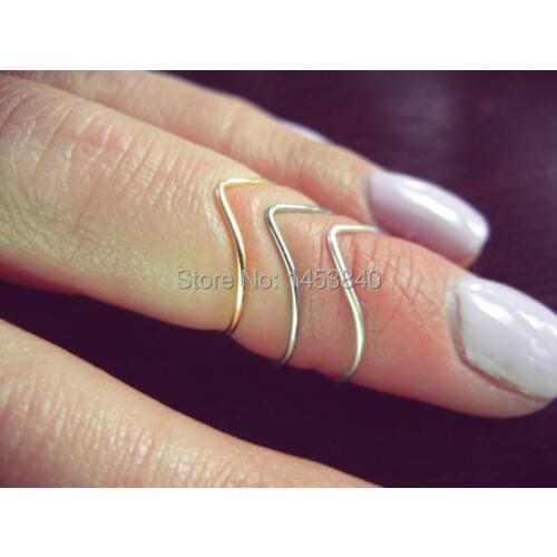Chevron Knuckle Ring Set of 3- Gold, Silver Adjustable Midi Ring- Stackable Above Knuckle Ring Set 30pcs/lot