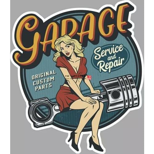 Autocollant Stickers Pin Up Vintage Garage Bougie Hot Rod Retro Auto Decals