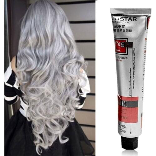 New 1Pc 100Ml Fashion Smoky Gray Punk Style Light Gray Silver Color Nature Permanent Super Hair Dye Cream Girls Beauty Hair