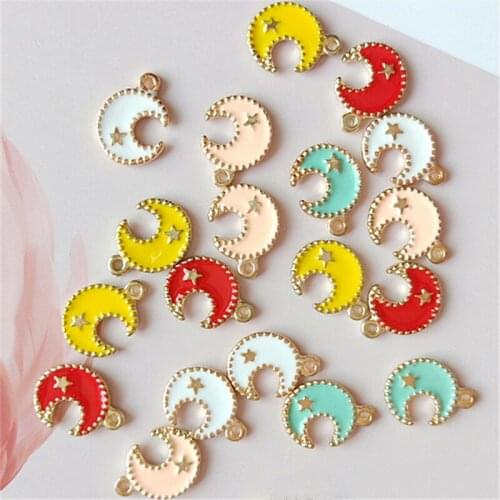 New fashionable and delicate moon style multi-color dropping oil alloy accessories DIY jewelry Pet Diy accessories 50pcs
