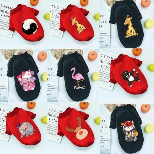 8 Style Winter Clothes for Dog Jacket Warm French Bulldog Clothes Sweater for Dogs Flamingo Pattern Pet Clothes for Dog Hoodie