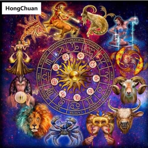 Full square round diamond painting cross stitch cartoon twelve constellation 5D DIY rhinestone mosaic embroidery New Year gift