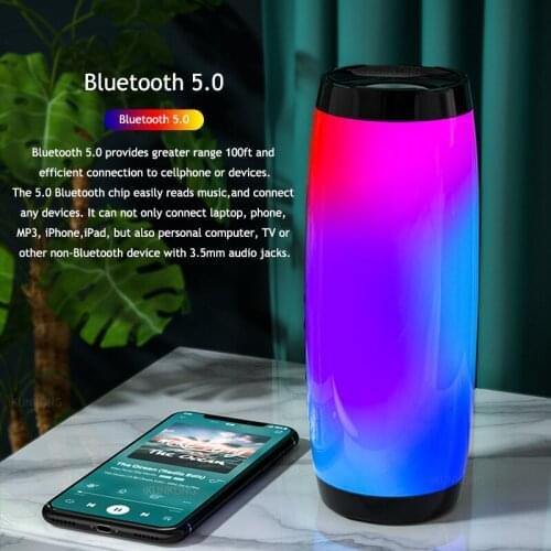 Flash LED Light Portable Speakers Bluetooth Column Wireless Bluetooth Speaker 1200mAh Capacity Colorful Lights Subwoofer Audio