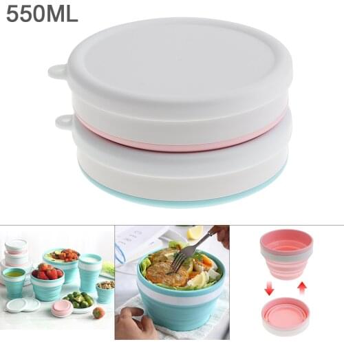 550ML 2 Colors Portable Circular Silicone Scalable Folding Lunchbox Bento Box for - 40 Centigrade ~ 230 Centigrade