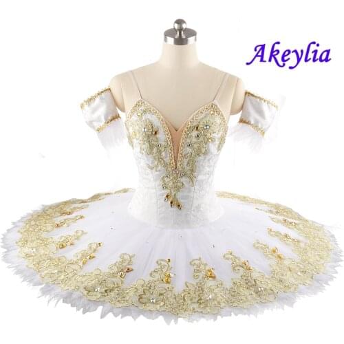 White Gold Fairy Doll Professional Pancake tutu Jagged tulles Platter Performance Tutus for Women Classical Ballet Stage Costume