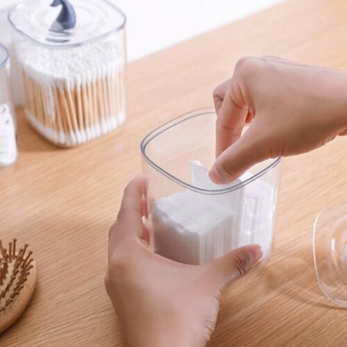Transparent Acrylic Cosmetic Organizer Cotton Pads Holder Storage Box Desktop Makeup Organizer Case