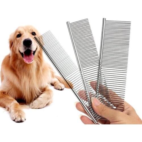 S/M/L Pet Double Row Comb Stainless SteelLice Rake For Puppy Dog Cat Long Hair Shedding Grooming Brush SN195