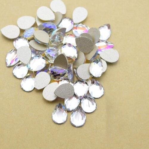 10 Pcs/Set Crystals Teardrop Oval Shape Crystal AB Color Flat Back Fancy Stone Chameleon Nail Art Rhinestone Gems Strass H478