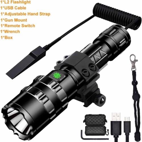 1600 Lumens Tactical LED Flashlight Waterproof 5 Modes USB Rechargeable Torch with Clip Hunting Shooting Gun Accessories