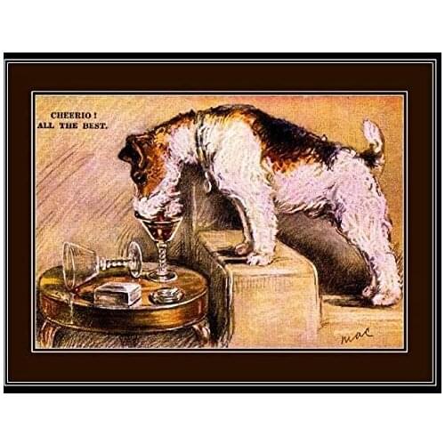 TYmall Wall Art Metal Sign 8X12 Inch English Picture Print Wire Hair Fox Terrier Dog Dogs Puppy Puppies Art Metal Tin Sign