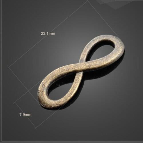 High quality 20 PCS/Lot 7.9mm*23.1mm infinite pattern antique bronze charms