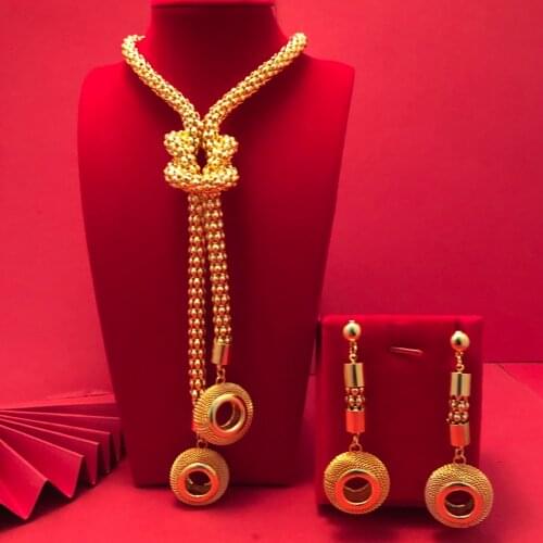 24K Dubai Jewelry sets high Quality Gold Color plated unique Design Wedding jewelry set