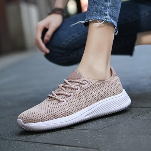 Womens Sneakers 2021 Spring Breathable Knitted Casual Lace Up Ladies Shoes Female Students Shoes Womens Vulcanized Shoes