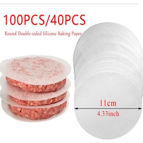 100PCS Round Double-sided Silicone Baking Paper Cake Barbecue Mat Non-stick Greaseproof Paper Barbecue Oven Accessories