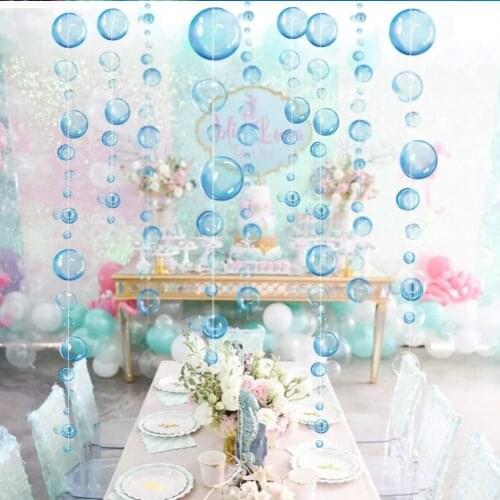 2pcs Fish Jellyfish Under The Sea Party Balloon Decor Clear Bubble Sticker Garlands Mermaid Birthday Blue Purple Circle Hanging