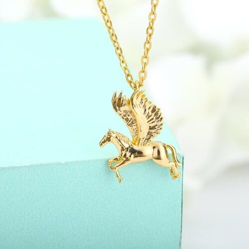 2021 Trendy Unicorn Pendant Necklace Women Girls Stainless Steel Animal Choker Chain Necklaces Statement Jewelry Gift Wholesale