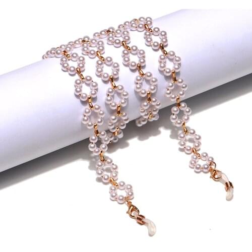 2021 Chic Simple Pearl Beads minimalist white flower glasses rope mask chain Holder spectacle chain lanyard neck strap