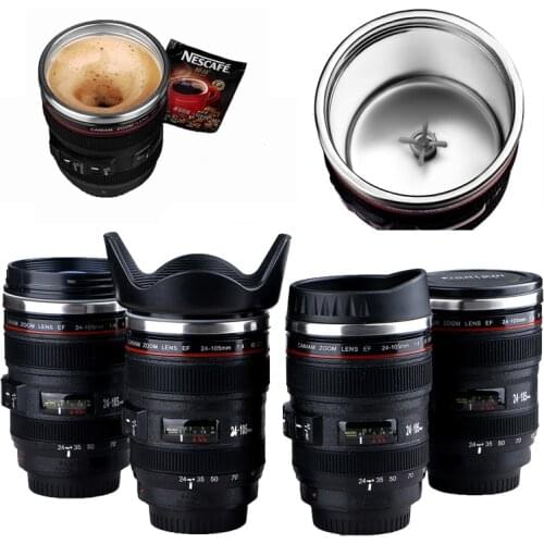 260ML Creative Camera Lens Stirring Mugs Electric Automatic Coffee Mug Stainless Steel Vacuum Flasks Mixing Cup Can Charged