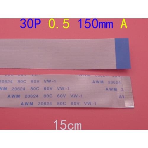 30pin FFC FPC flat line flexible cable 0.5mm pitch 30 pin A Forward Length 150mm Ribbon Flex Cable AWM 20624 80C 60V VW-1