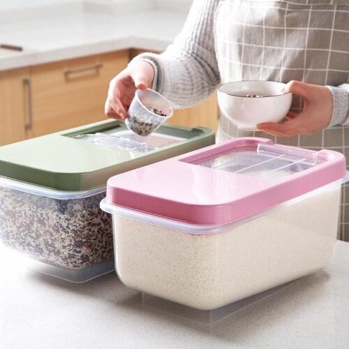 40cm Kitchen Rice Storage Box Grain Container Kitchen Organizer Large Plastic Flour Rice Boxes Dust-Proof Moisture